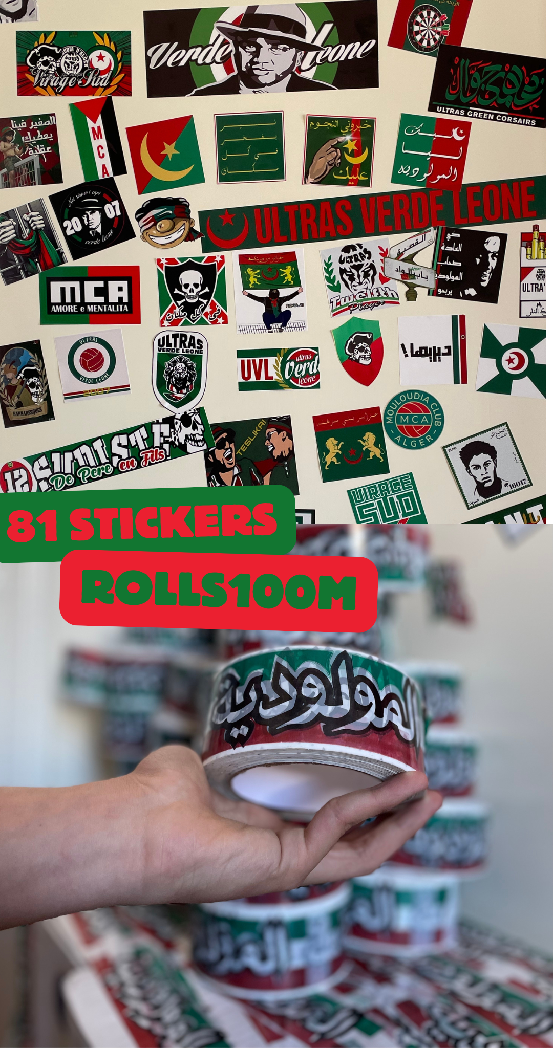 PACK MCA- 81 Stickers + roll 100M